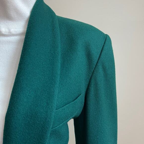Vintage International Scene Wool Cashmere Emerald Green 90s Oversized Blazer 8 - Picture 4 of 8